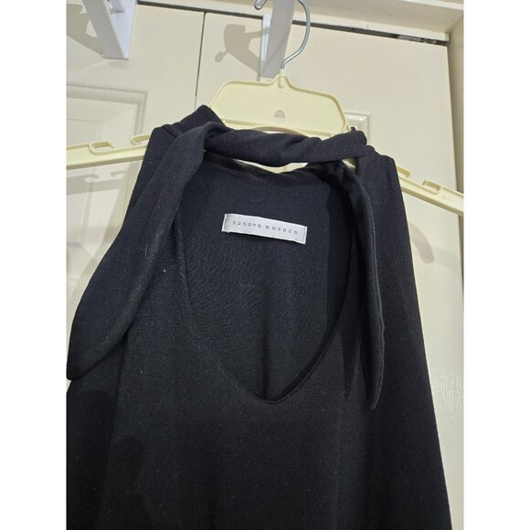 Matrix Vibes Black Sleeveless Bow Tie Neck Tank Top Womens M - Picture 2 of 4